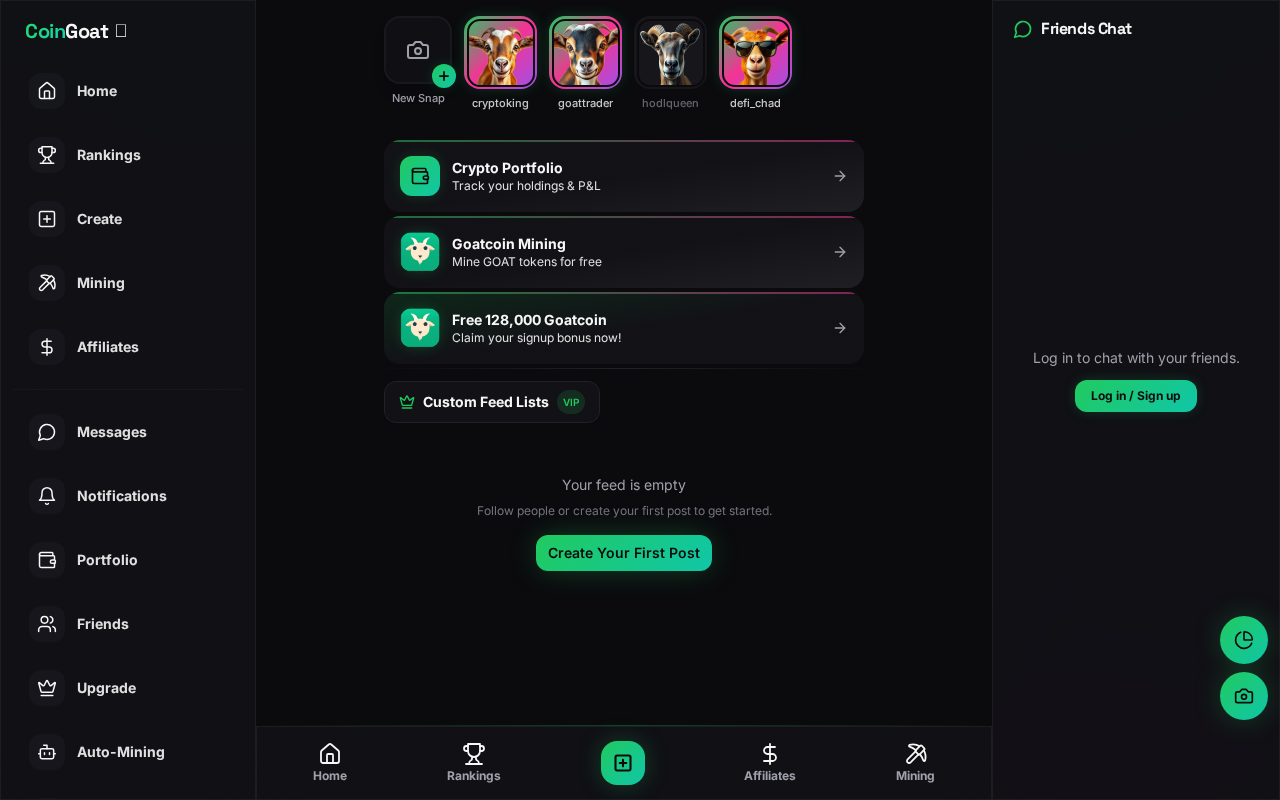 CoinGoat.com app interface screenshot